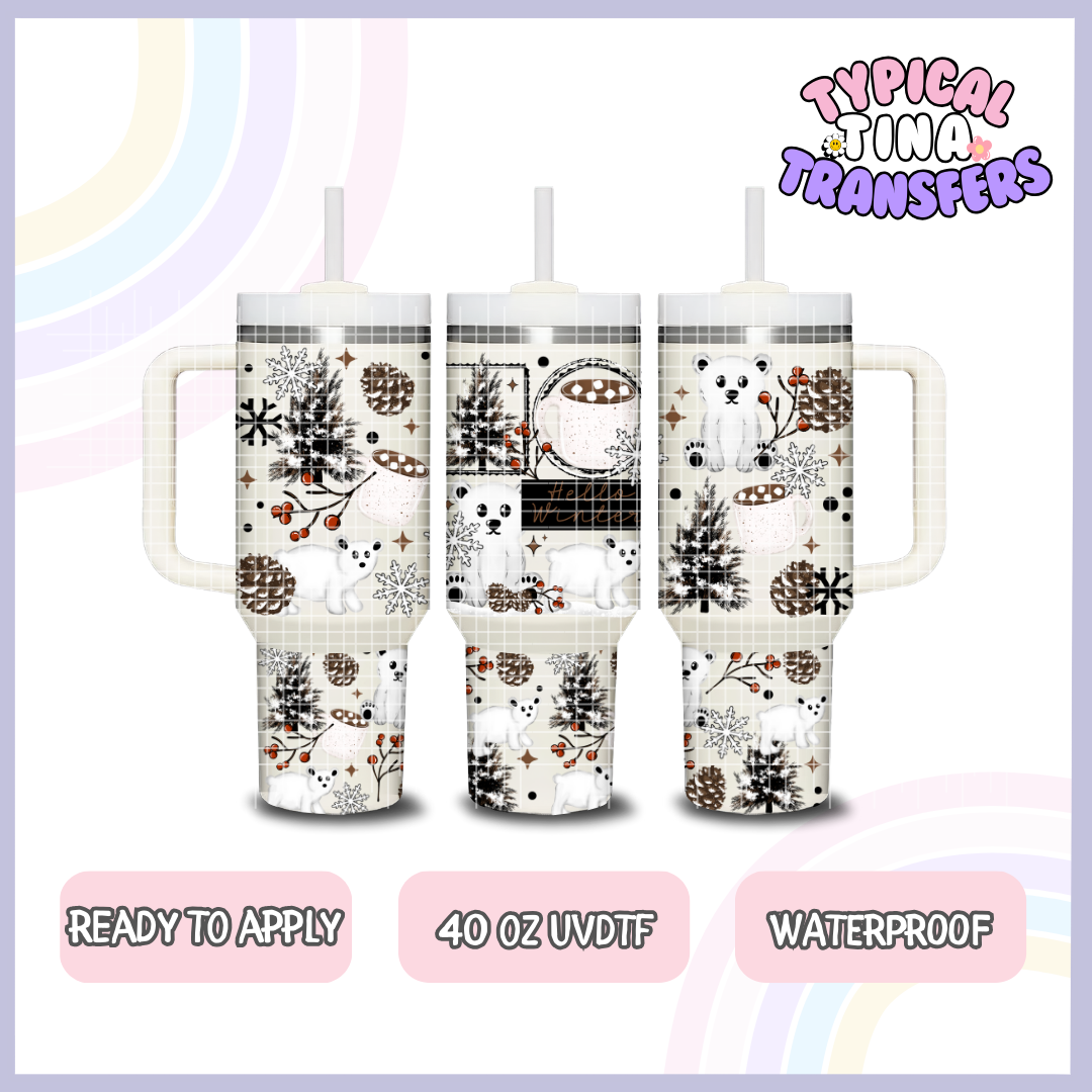 Polar Bear and cocoa | 40oz UVDTF Wrap | POD (