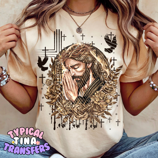 Jesus with Doves | DTF Screen Print | 11" Adult