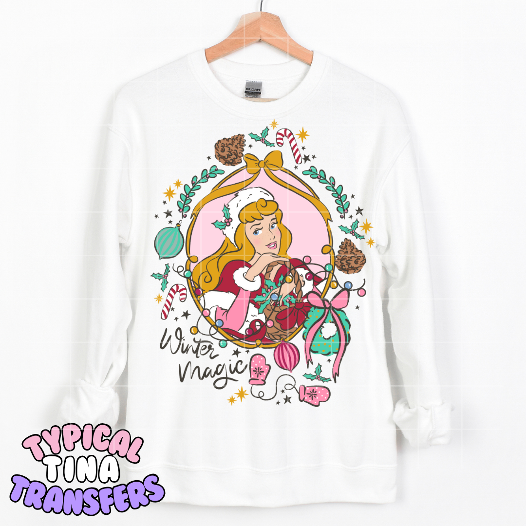 Holiday Princess Frames - with florals | DTF Transfer | POD - pick the design