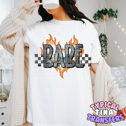 Babe flames checkered | DTF Transfer | POD