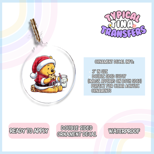 PreSale UVDTF | Pooh Santa | 3" Ornament Decal