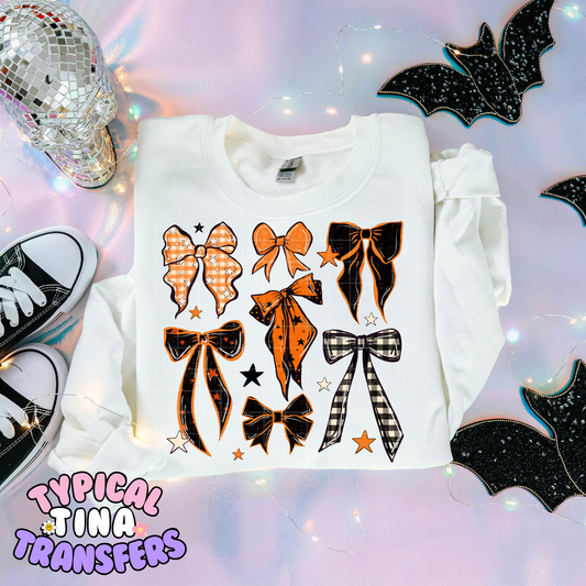 Halloween orange and black bows | DTF Transfer | POD