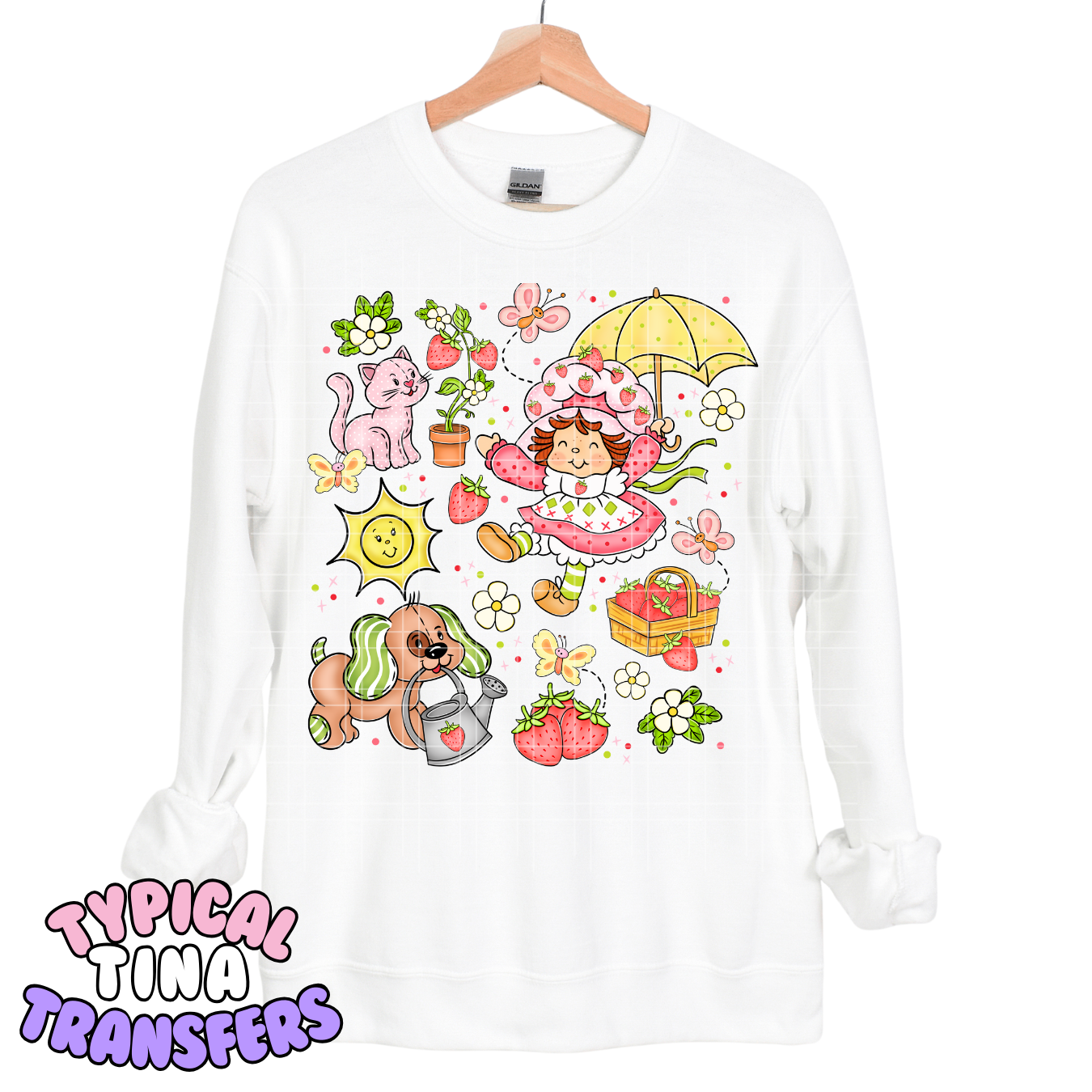 Spring Berry girl with umbrella | DTF Transfers | POD