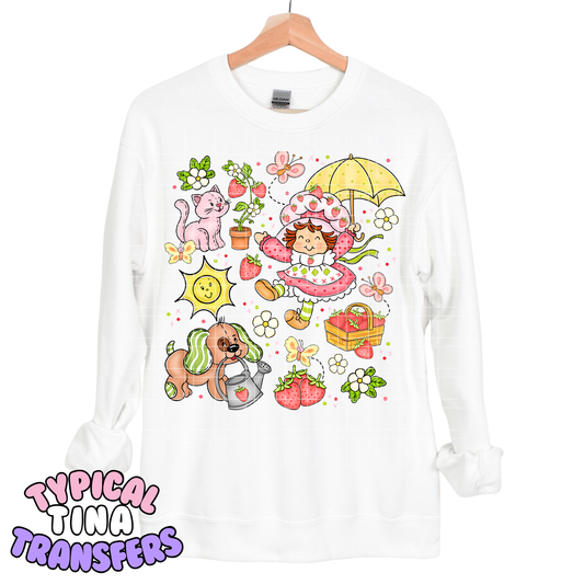 Spring Berry girl with umbrella | DTF Transfers | POD