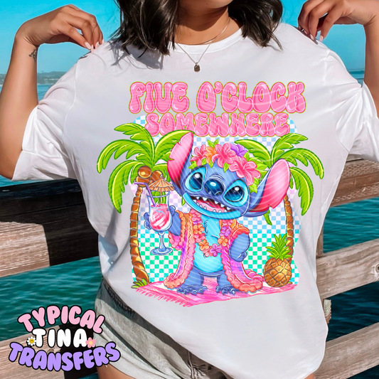 Alien - 5 o'clock somewhere pink | DTF Transfer | 9" Youth