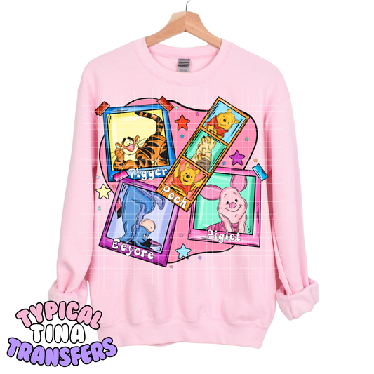 P bear Polaroids pink background | DTF Transfers | POD