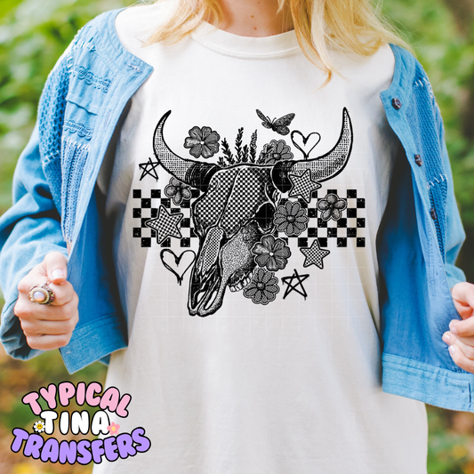 Skull horns | DTF Screen Print | POD