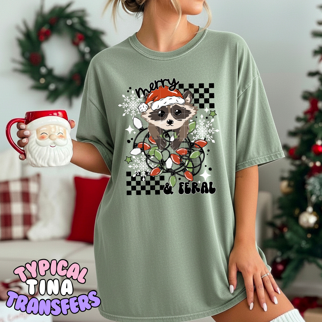merry & Feral Racoon | DTF Transfer | POD
