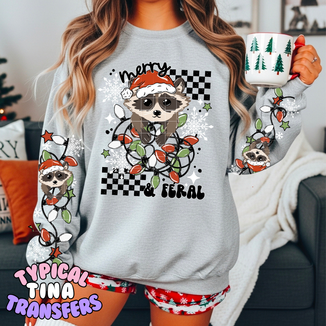 merry & Feral Racoon | DTF Transfer | POD