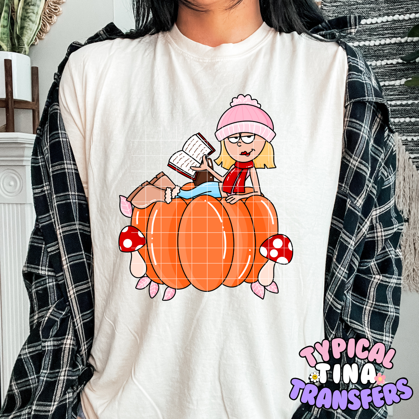 Liz reading on a pumpkin |  DTF Transfer | POD