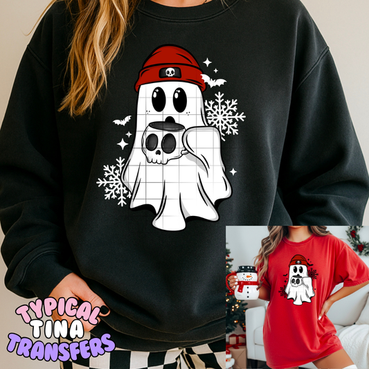 Ghost Drinking Skellie Coffee | DTF Transfers | POD