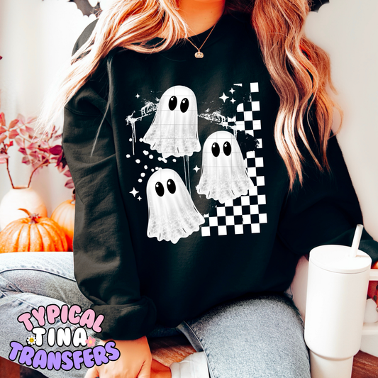 Ghosts checkered pattern | DTF Transfer | POD