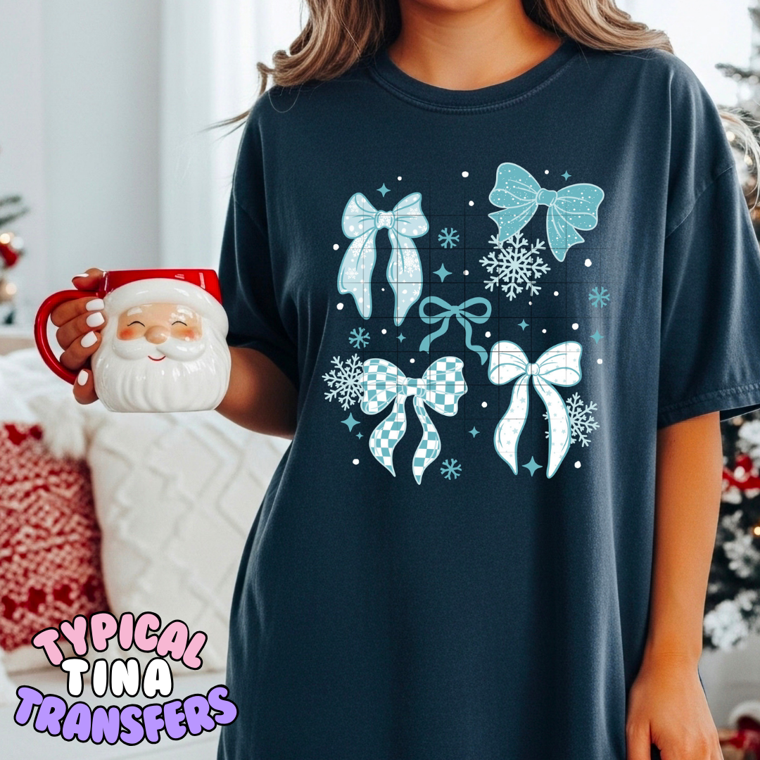 Blue Ice Bows | DTF Transfers | POD