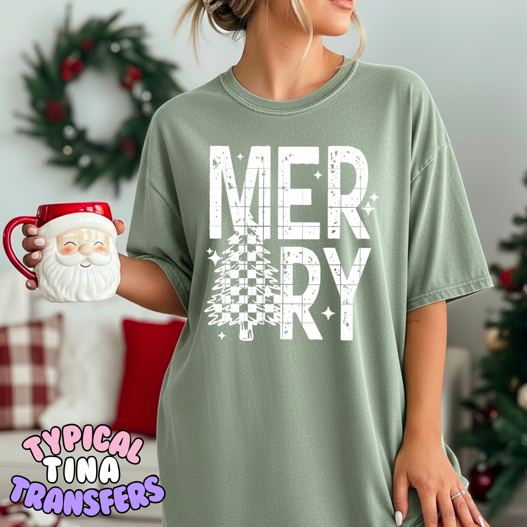 Merry Checkered Tree | DTF Transfer | POD