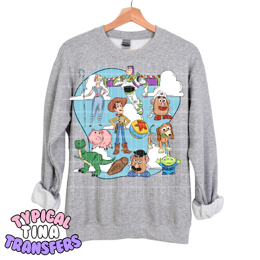 Toys with blue background  | DTF Transfers | POD