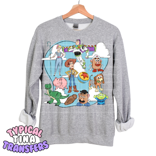 Toys with blue background  | DTF Transfers | POD