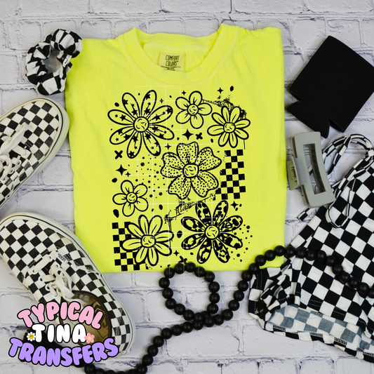 Single color floral and check | DTF Transfer | POD