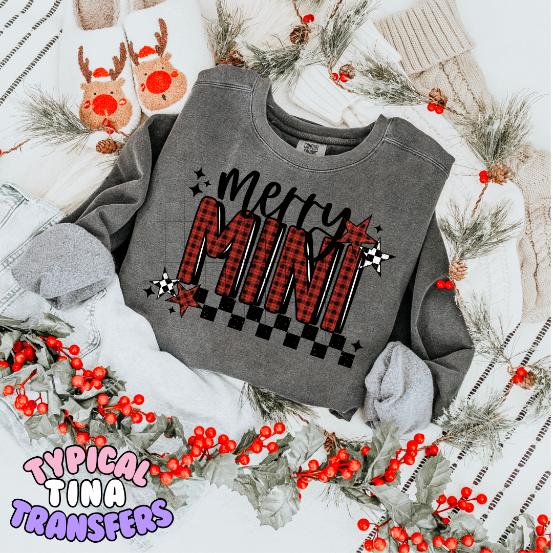 Merry Design pick (red & black checkered) | DTF Transfer | POD