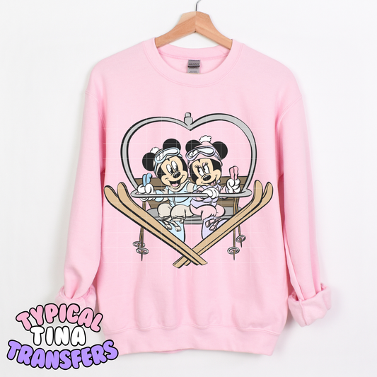 Min & Mick Mouse Ski Trip | DTF Transfer | POD