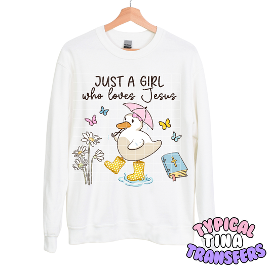 Just a girl who loves jesus | DTF Transfers | POD