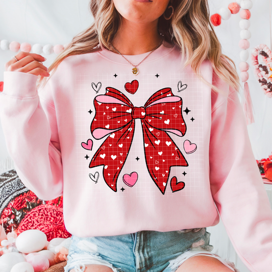 Pink and Red Bow with heart dots | DTF Transfers | POD