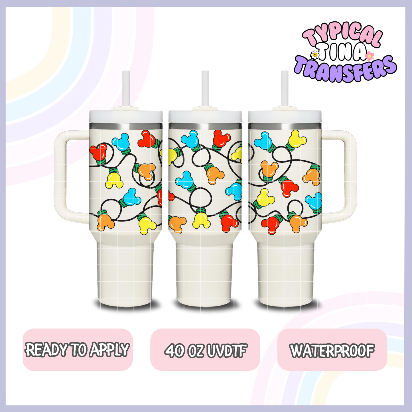 Magical Mouse Holiday Lights | 40oz UVDTF Wrap | POD