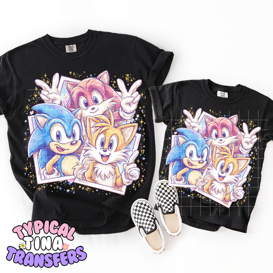 Sketch Hedgehog and Fox | DTF Transfer | POD