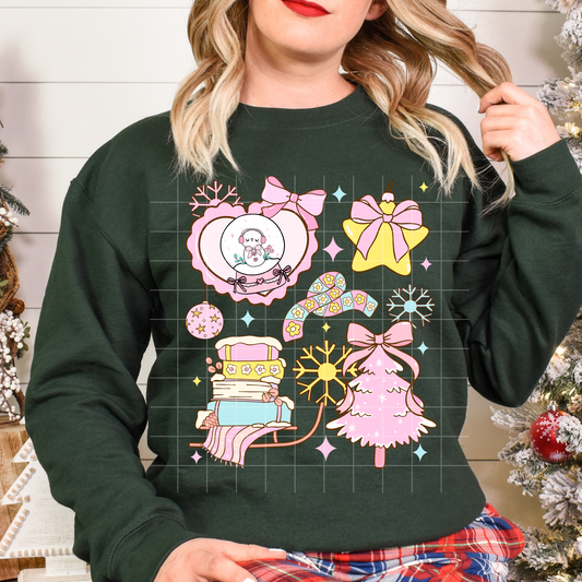 Pastel Pink Christmas Pink heart | DTF Transfer | POD