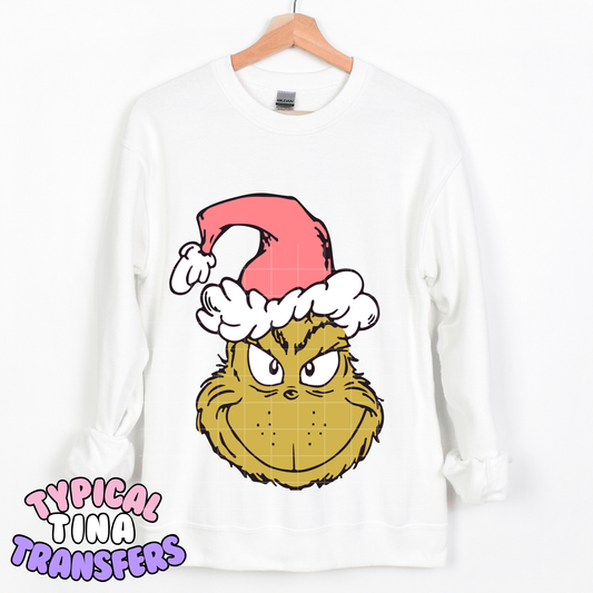 Gr!nch Classic drawing Pink Hat | DTF Transfer | POD