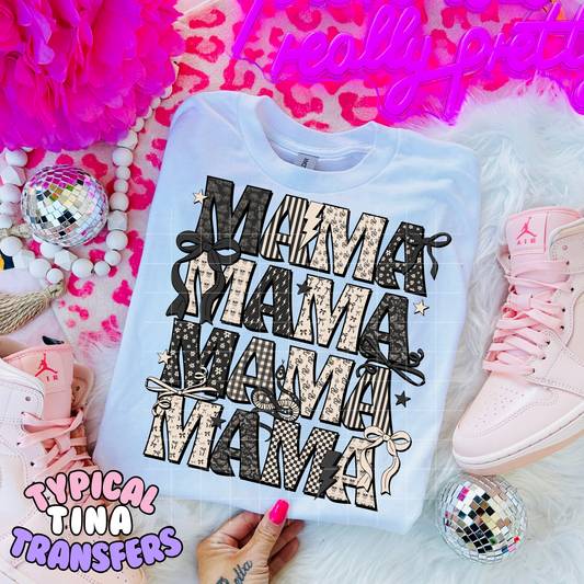 Mama Coquette patterns and ribbons | DTF Transfer | POD