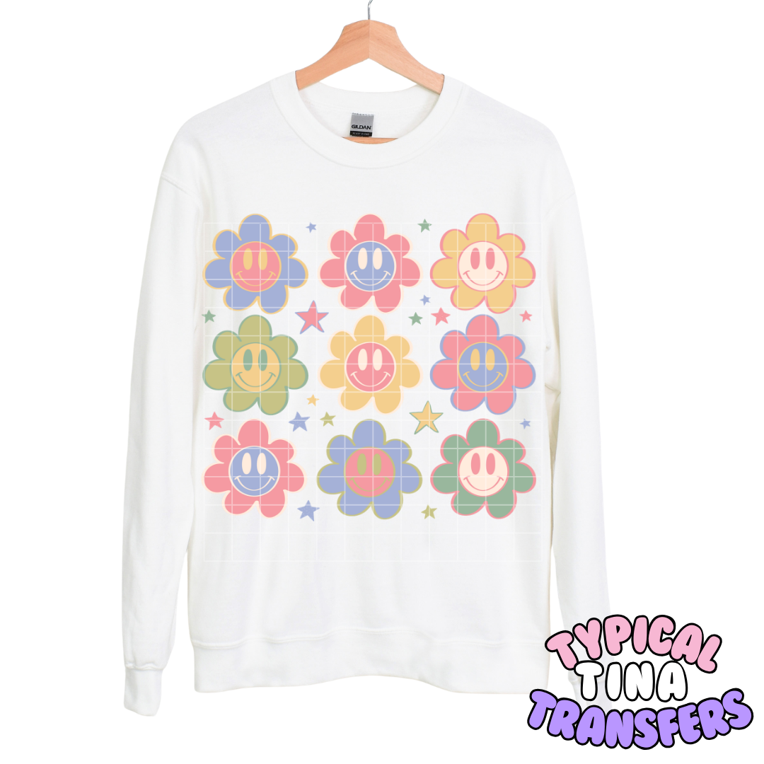 Smiley florals | DTF Transfers | POD