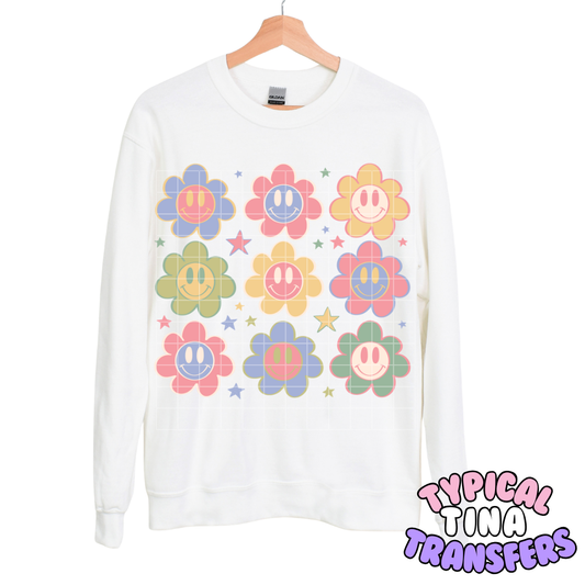 Smiley florals | DTF Transfers | POD