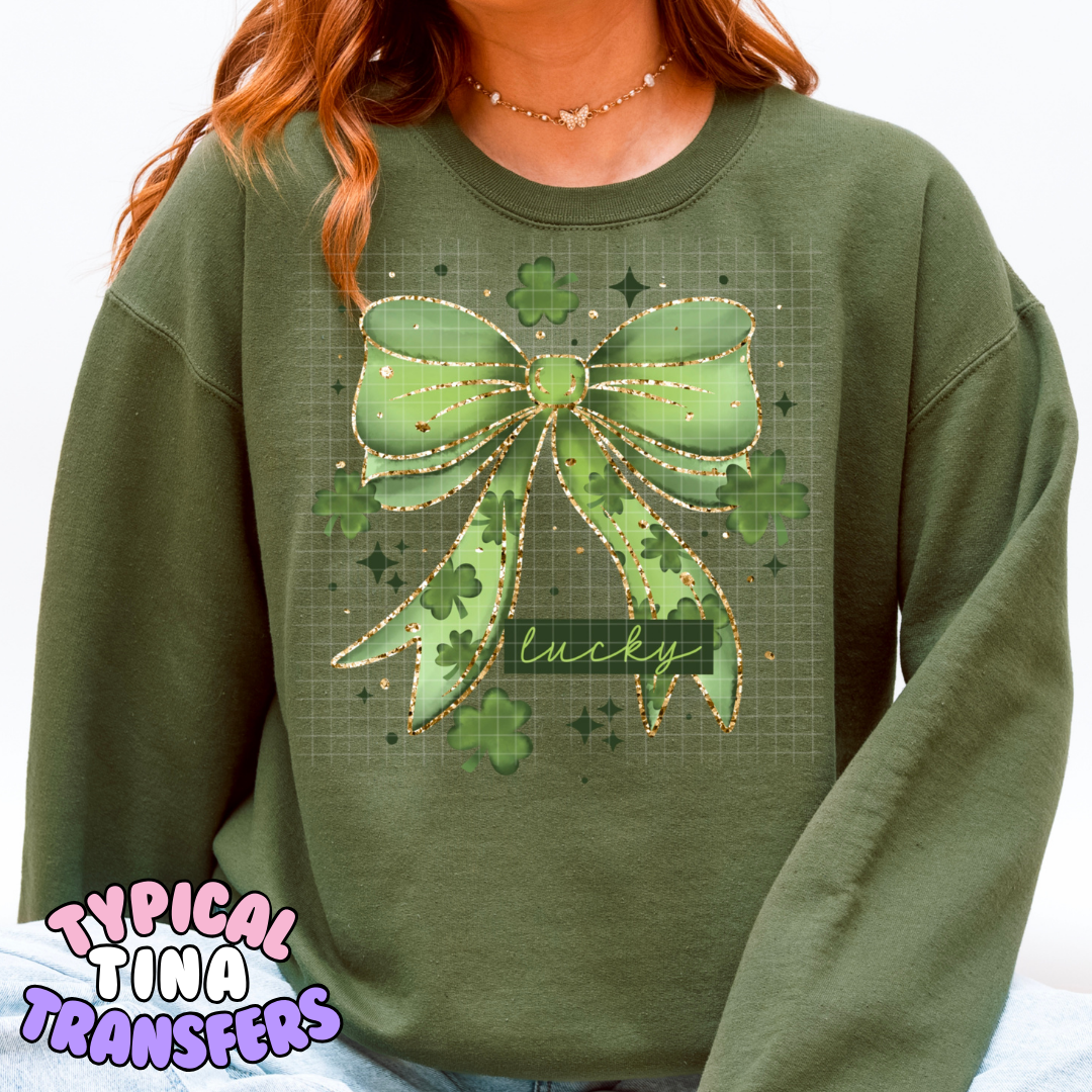 Lucky green bow shamrocks | DTF Transfers | POD