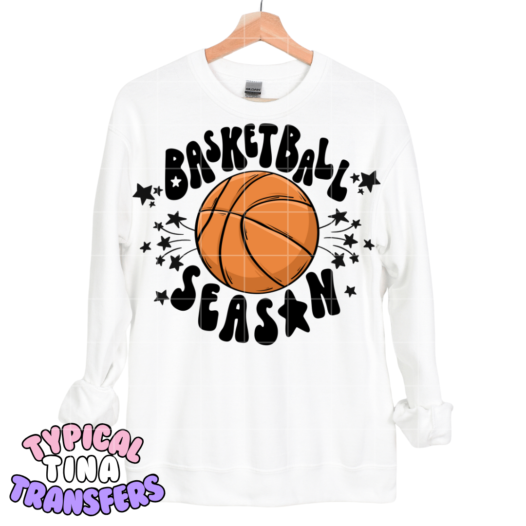 Basketball Season (ball and stars) | DTF Screen Print | POD