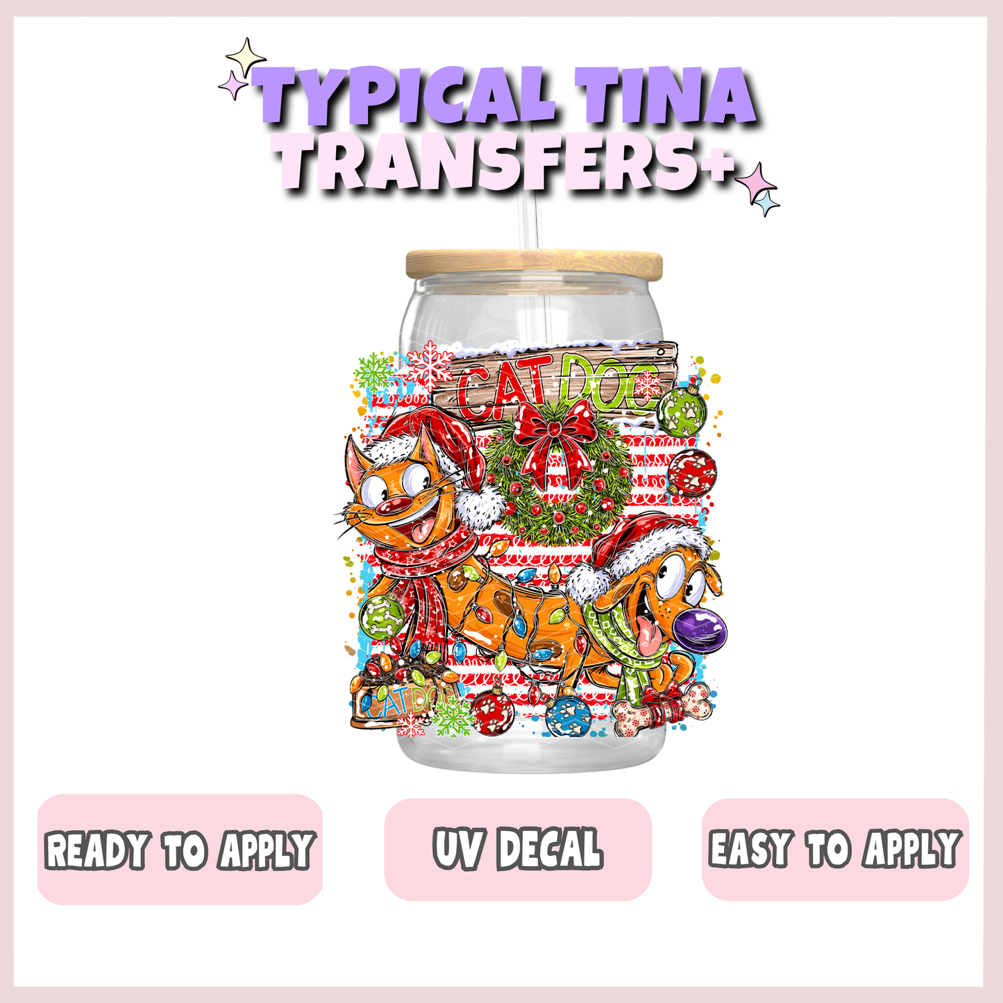 90s Xmas - dog/cat | UV decals | POD