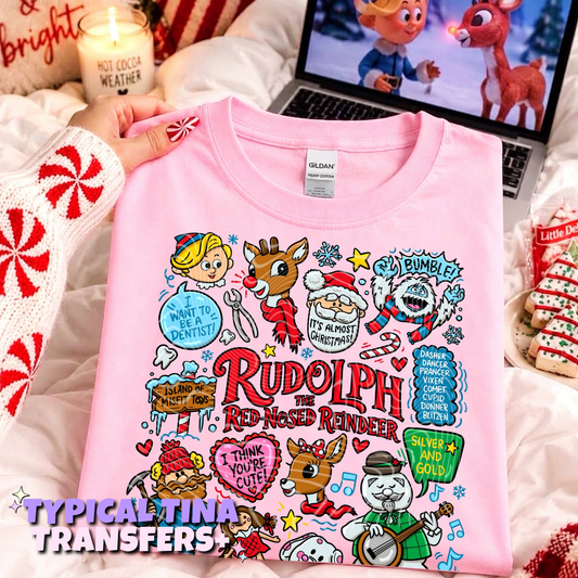 Doodle Christmas - Rud Reindeer | DTF Transfers | POD