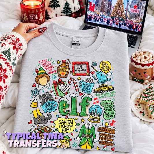 Doodle Christmas - Santa i kn0w him | DTF Transfers | POD