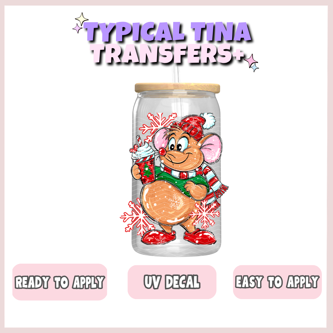 Christmas Mouse. G with snowflakes | UV decals | POD