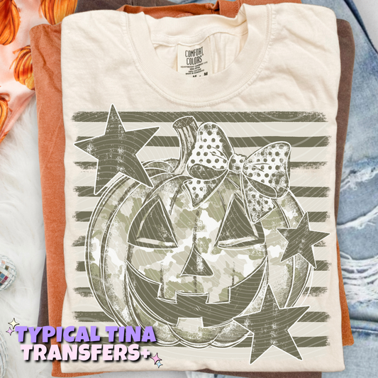 Army pumpkin (striped back) | DTF Transfers | POD
