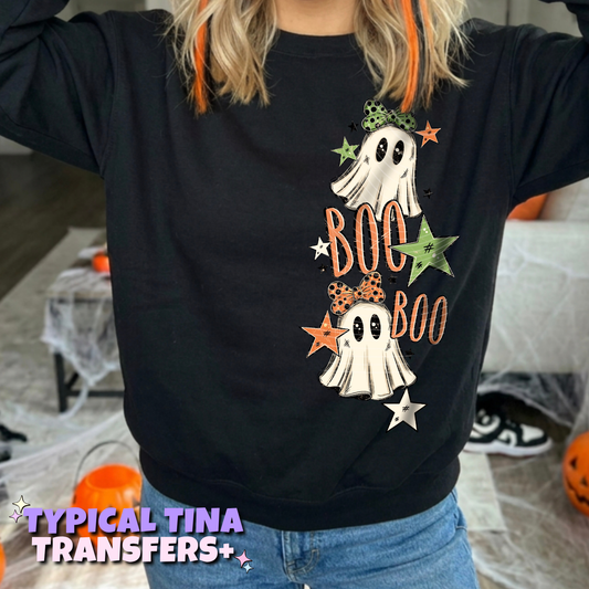 3 ghosts with bows and boo | DTF Transfers | POD