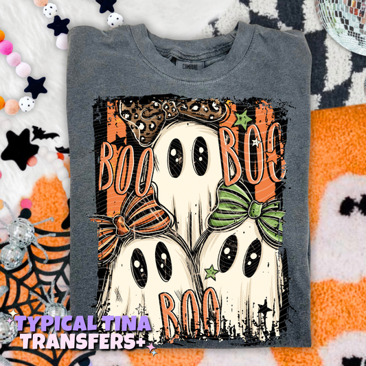 3 ghosts with bows and boo | DTF Transfers | POD