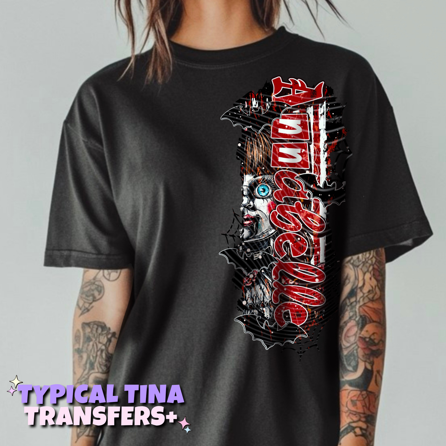 Creepy Doll with red bow | DTF Transfers | POD