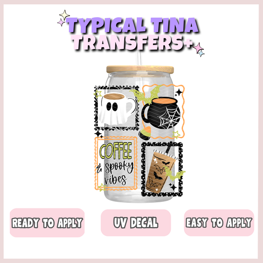 Coffee and spooky vibes stamps | UV decals | POD