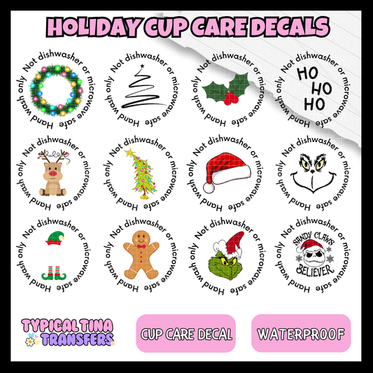 Cup Care Decals - Christmas Holiday | POD