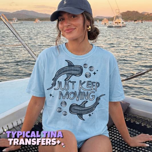 Just keep moving (whales) | DTF Transfers | POD