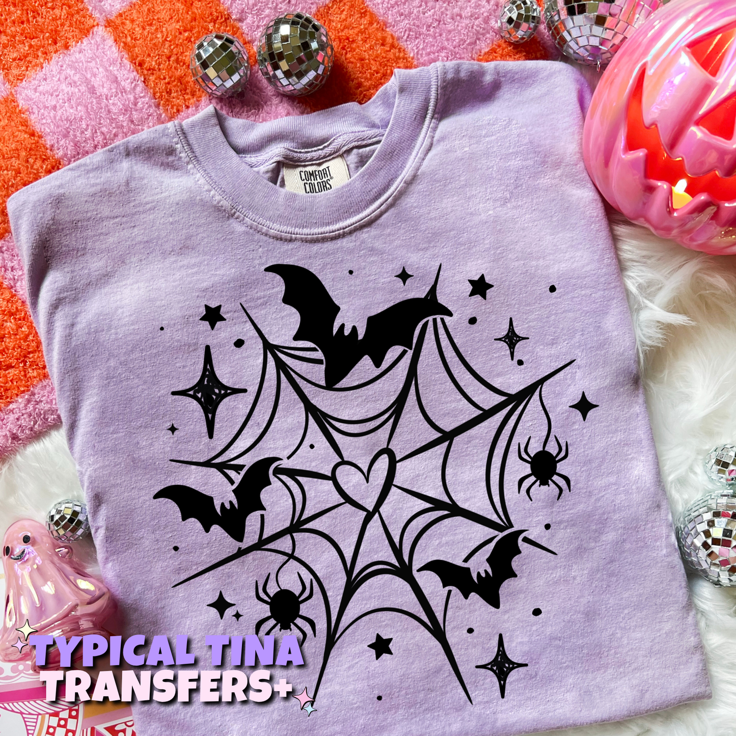 Bats and web heart | DTF Transfers | POD