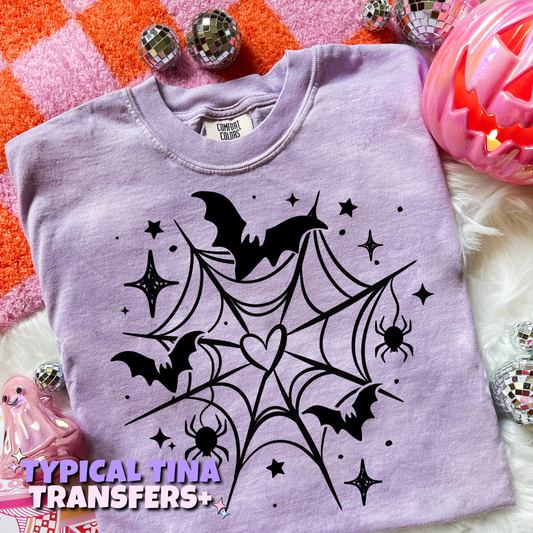 Bats and web heart | DTF Transfers | POD