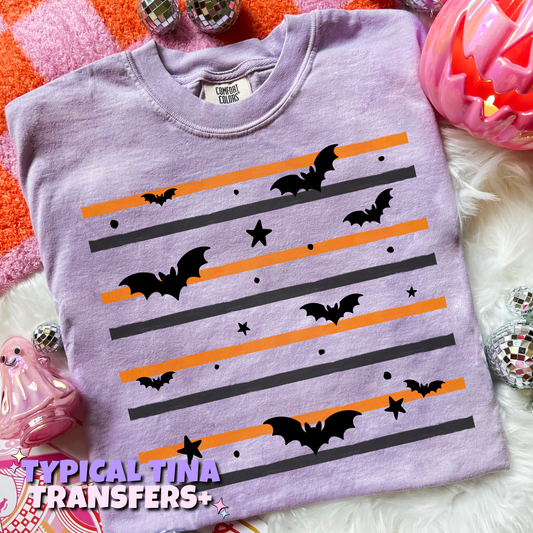 flying bats with stripes | DTF Transfers | POD