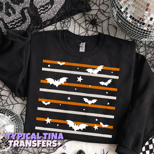 flying bats with stripes | DTF Transfers | POD