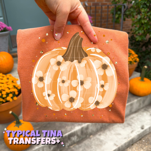 Floral painted pumpkin | DTF Transfers | POD